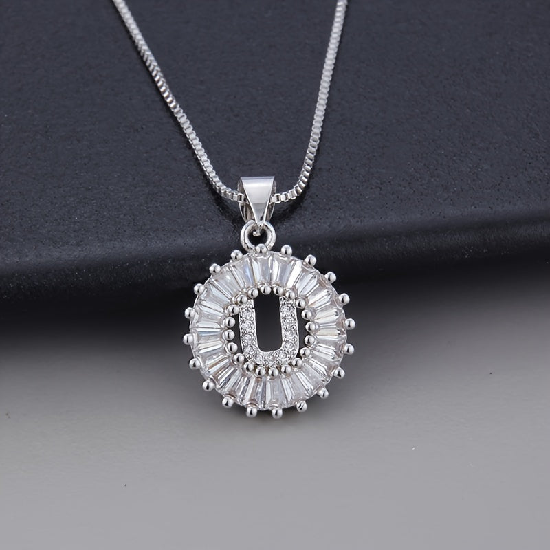 White Gold and Zirconia Initial "Z" Necklace