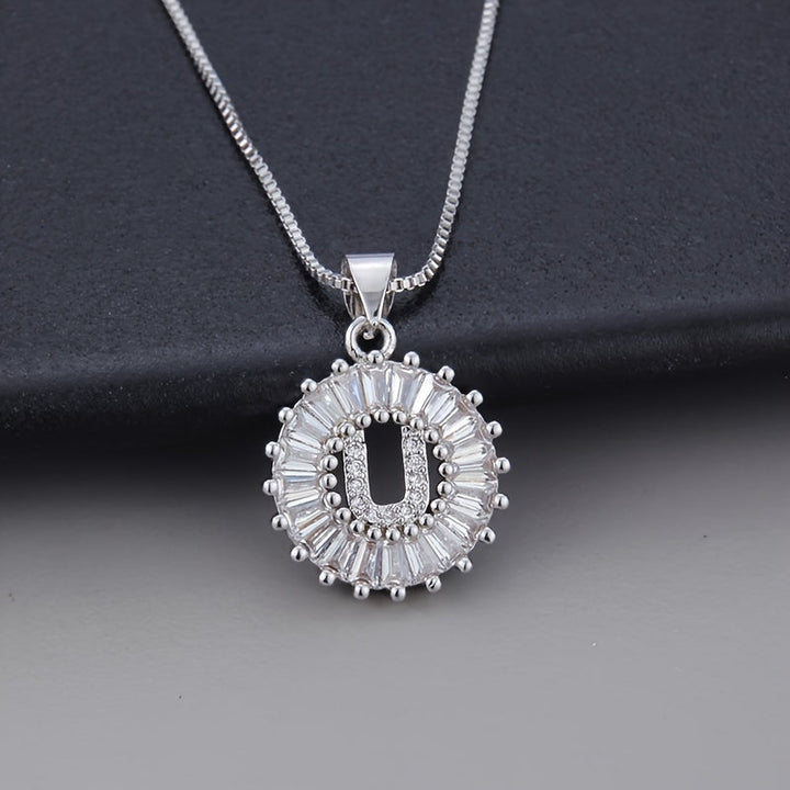 White Gold and Zirconia Initial "Z" Necklace