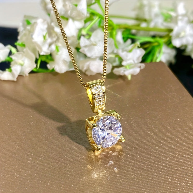 White Gold Pendant Necklace with Cubic Zirconia