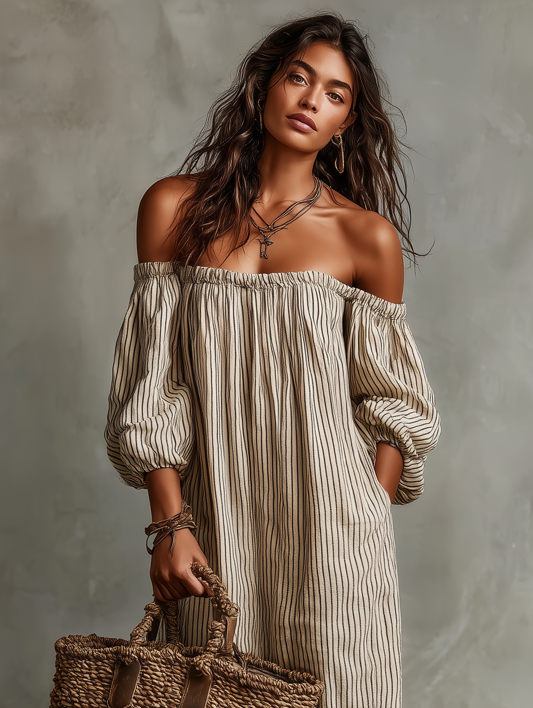 Araminta™ - Off-Shoulder Long Sleeve Maxi Dress