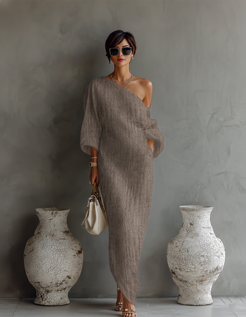 Carmela™ - Ivory White Off-Shoulder Flowing Dress