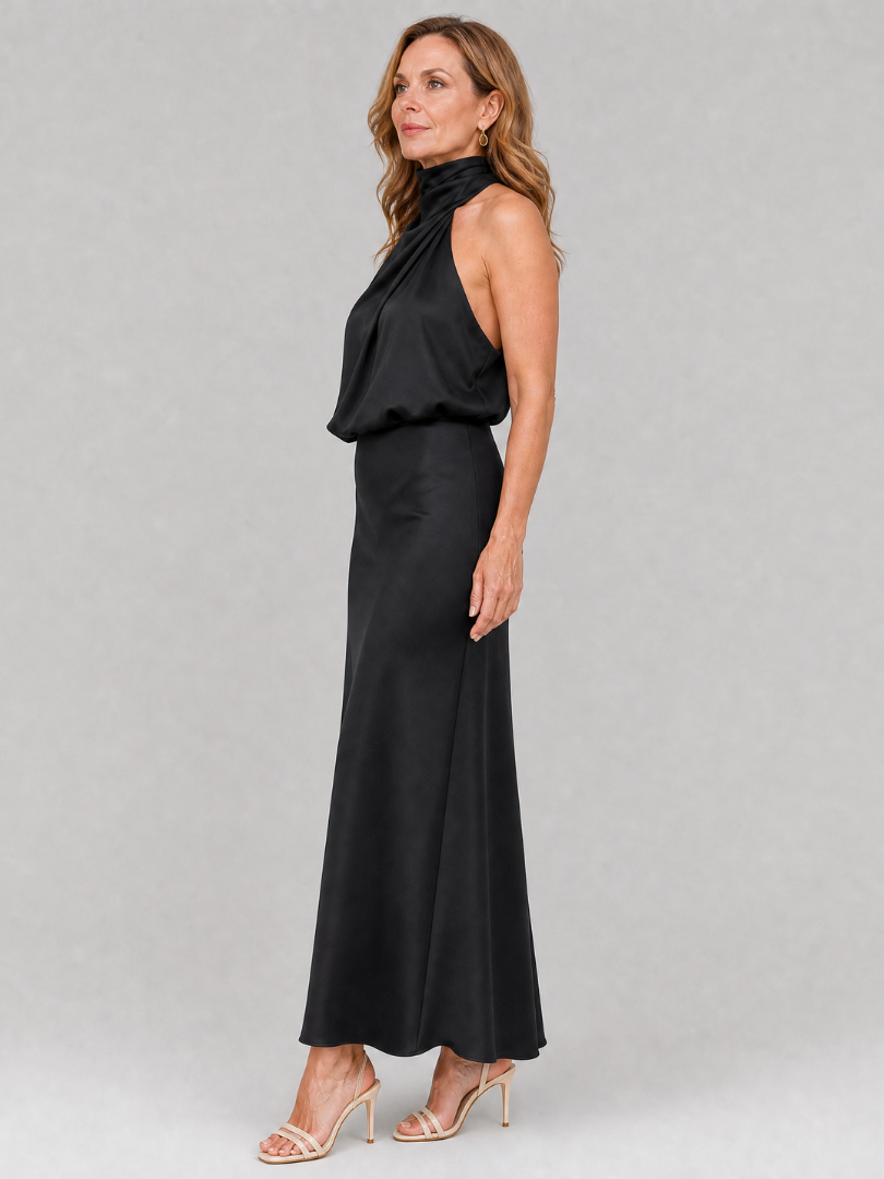 Relene™ - Sleeveless Draped Neck Midi Dress