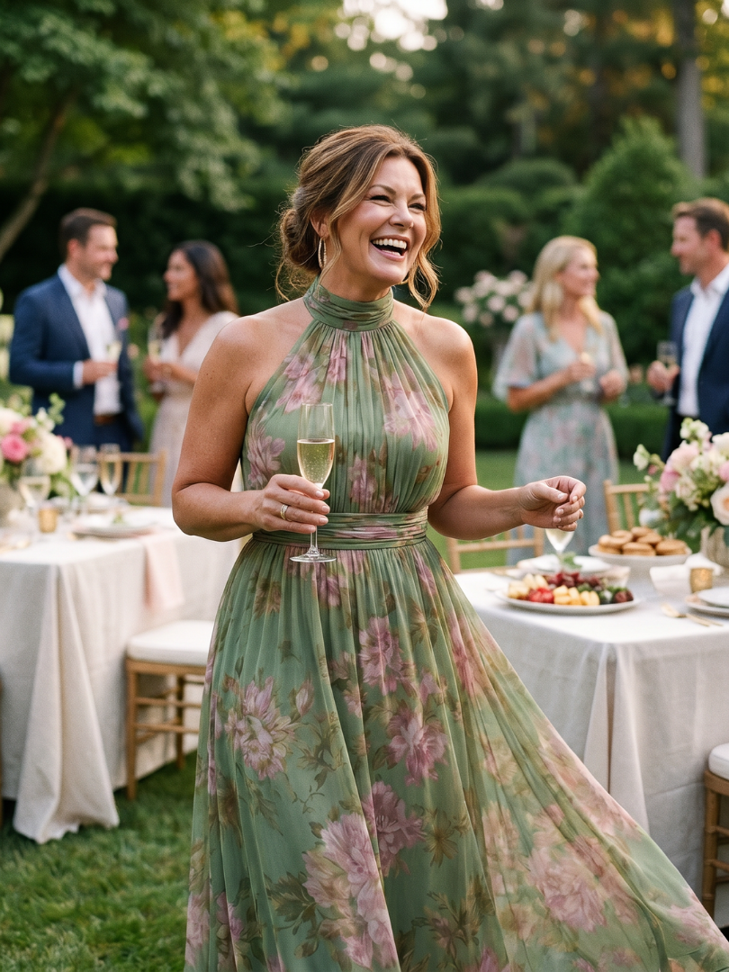 Mirelle | Halter Neck Gathered Midi Dress