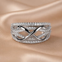 Infinity Ring with White Gold Plating and Zirconia