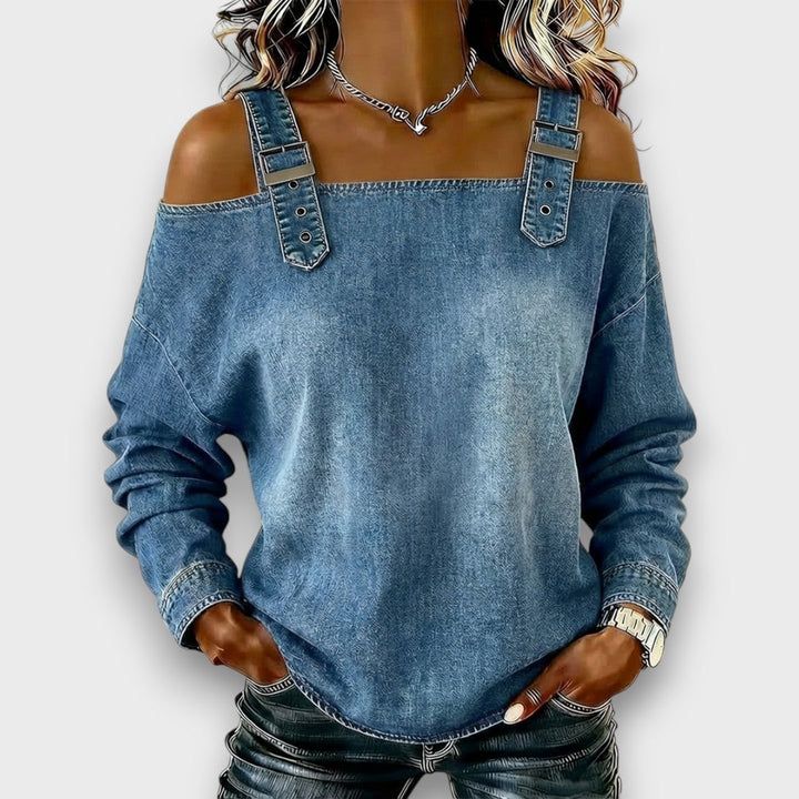 Paloma™ - Denim Top with Buckle Strap
