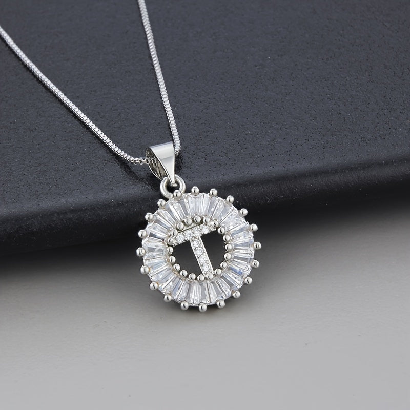 White Gold and Zirconia Initial "Z" Necklace