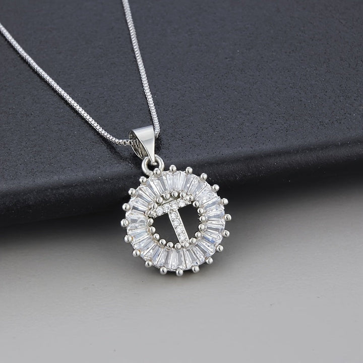 White Gold and Zirconia Initial "Z" Necklace