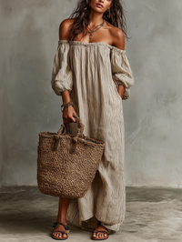 Araminta™ - Off-Shoulder Long Sleeve Maxi Dress