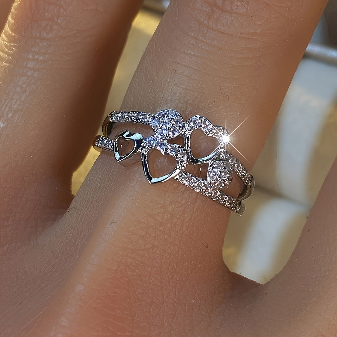 Heart-Shaped Zirconia Ring in White Gold