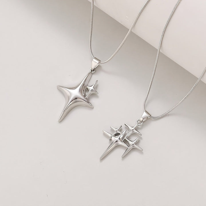 White Gold North Star Pendant Necklace