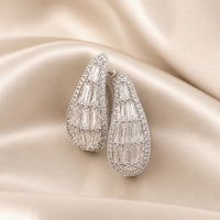 14K White Gold Waterfall Hoop Earrings