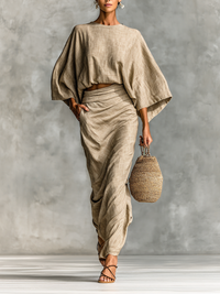 Celina™ - Batwing Top & Flowing Maxi Skirt Set