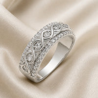 Double Row Zirconia Ring in White Gold
