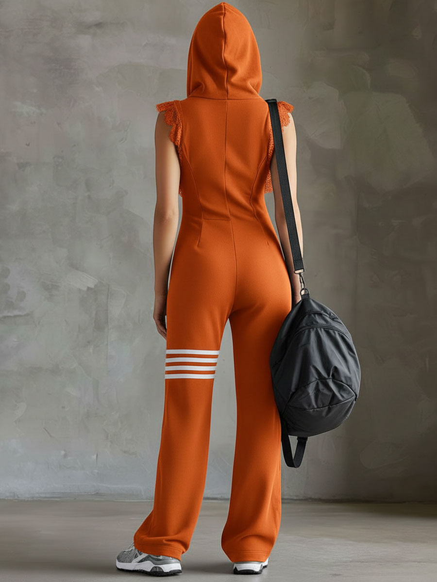 Giada | Vintage-Inspired Hooded Sports Jumpsuit with Stripes