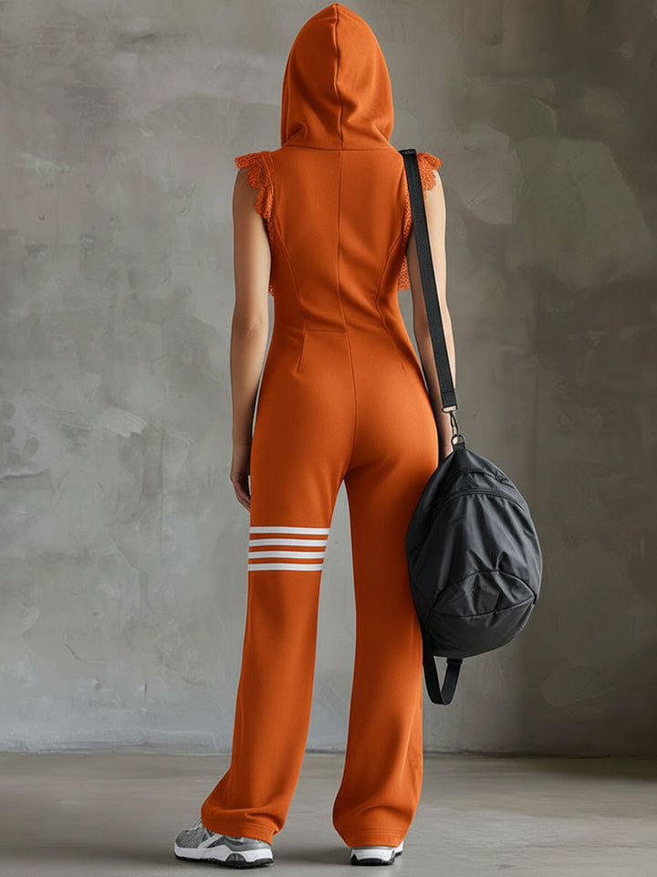 Giada - Vintage-Inspired Hooded Sports Jumpsuit with Stripes