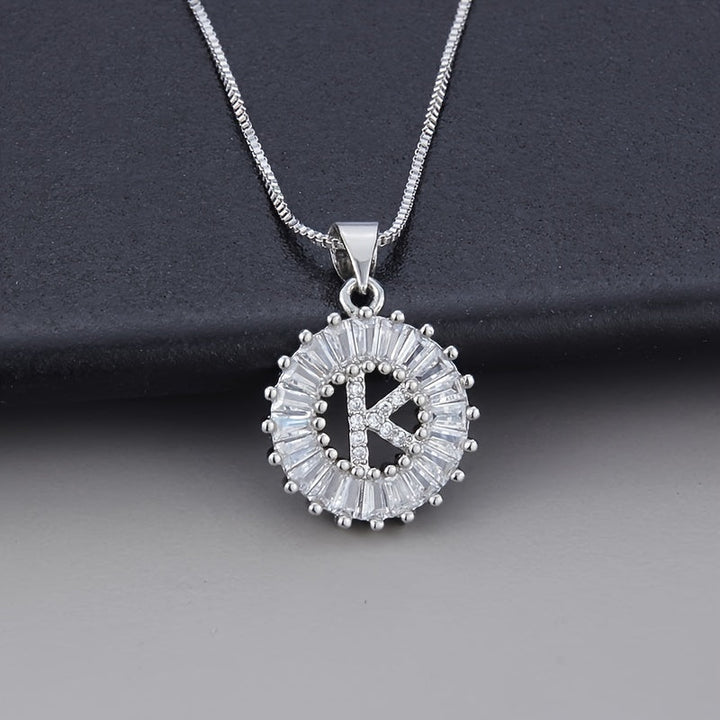 White Gold and Zirconia Initial "Z" Necklace