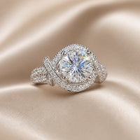 Moissanite Split Shank Ring in White Gold