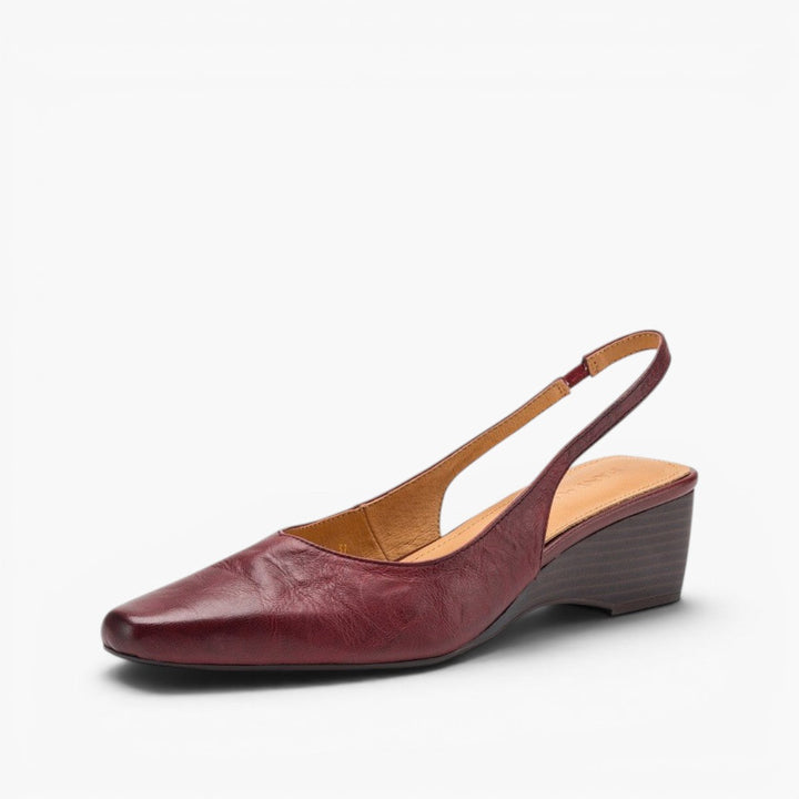 Lucille round-toe slingbacks, front view in Soft Oat