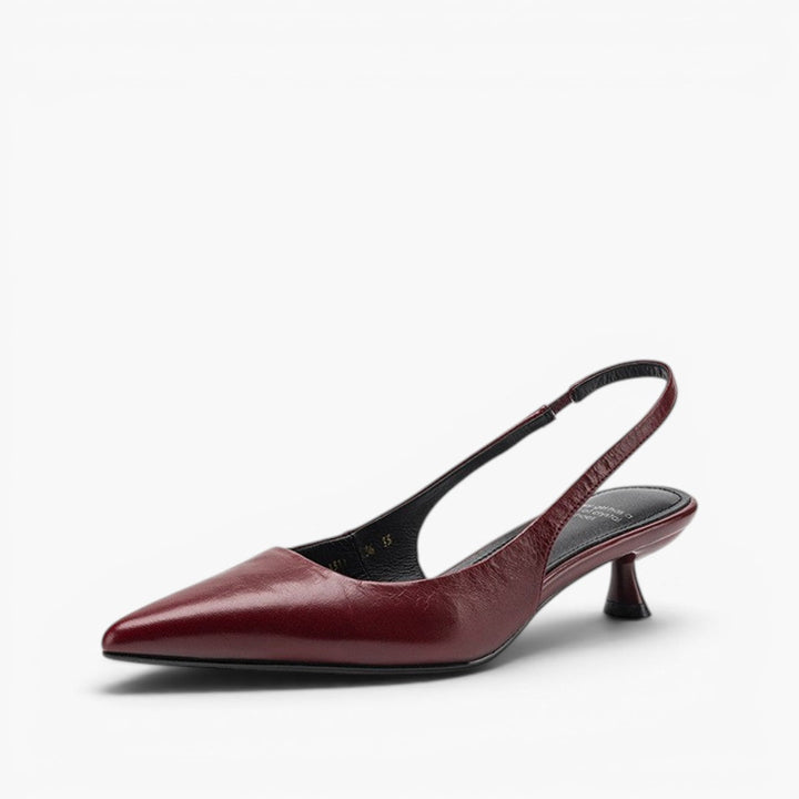 Lambskin slingback heel, angled 1.5-inch heel view