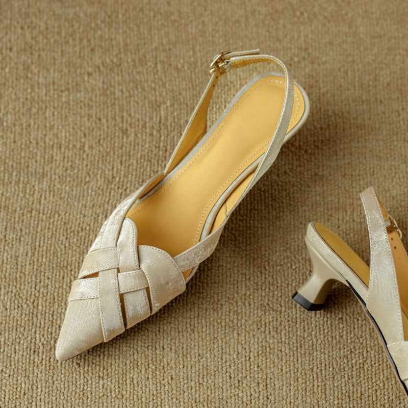 Josephine | Woven Leather Slingback Heels