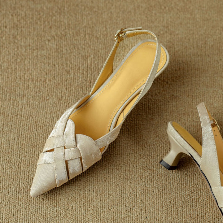 Josephine | Woven Leather Slingback Heels