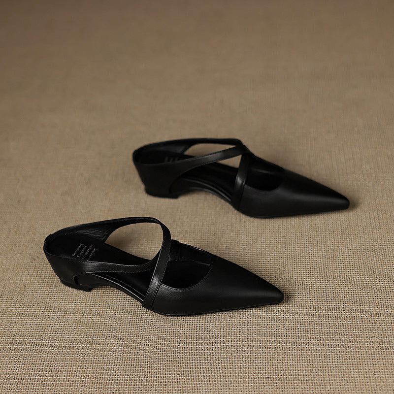 Ingrid | Cross-Strap Leather Mules
