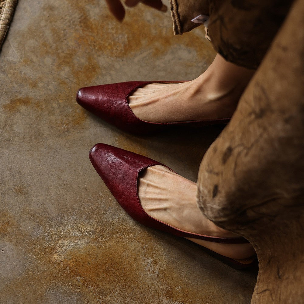 Sole and wedge detail of Lucille leather slingbacks