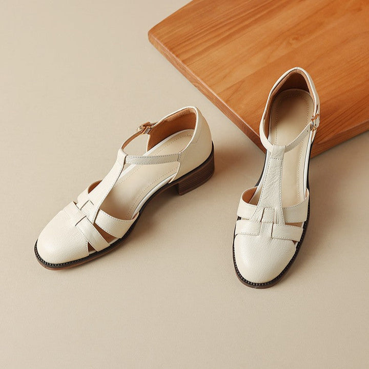 Geraldine | Cutwork Leather T-Bar Heels