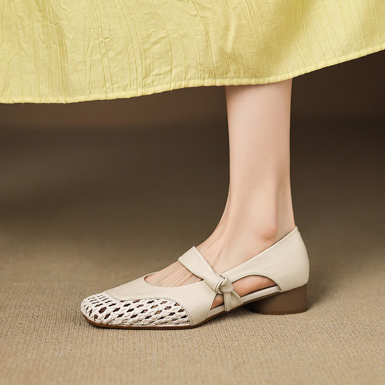 Eloise woven leather Mary-Jane, three-quarter view