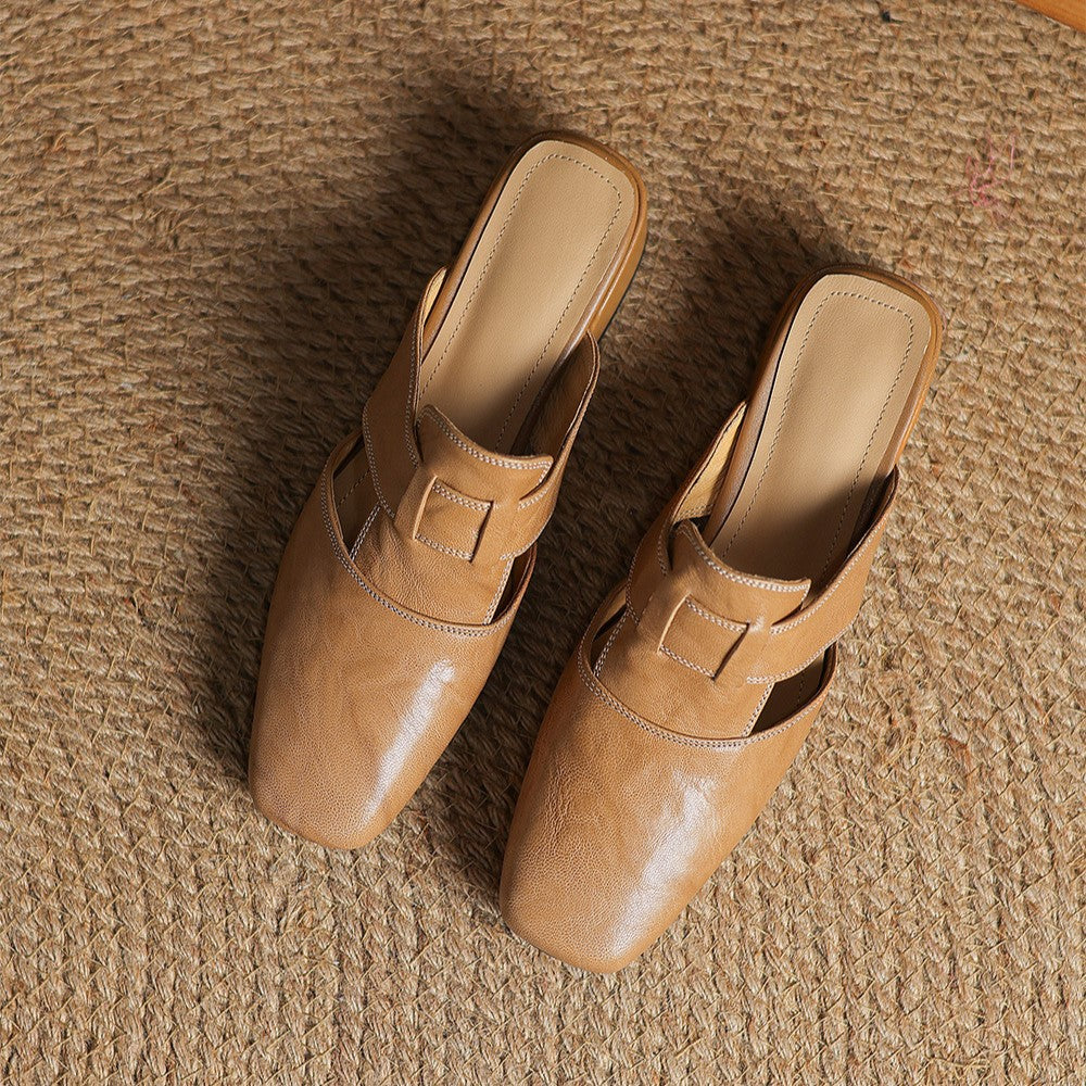 Charlotte | Square-Toe Leather Mules