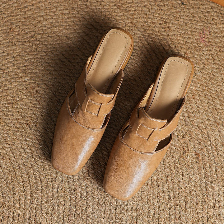 Charlotte | Square-Toe Leather Mules