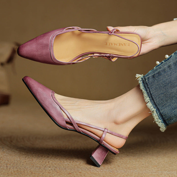 Pauline slingback heels, close-up of pointed toe