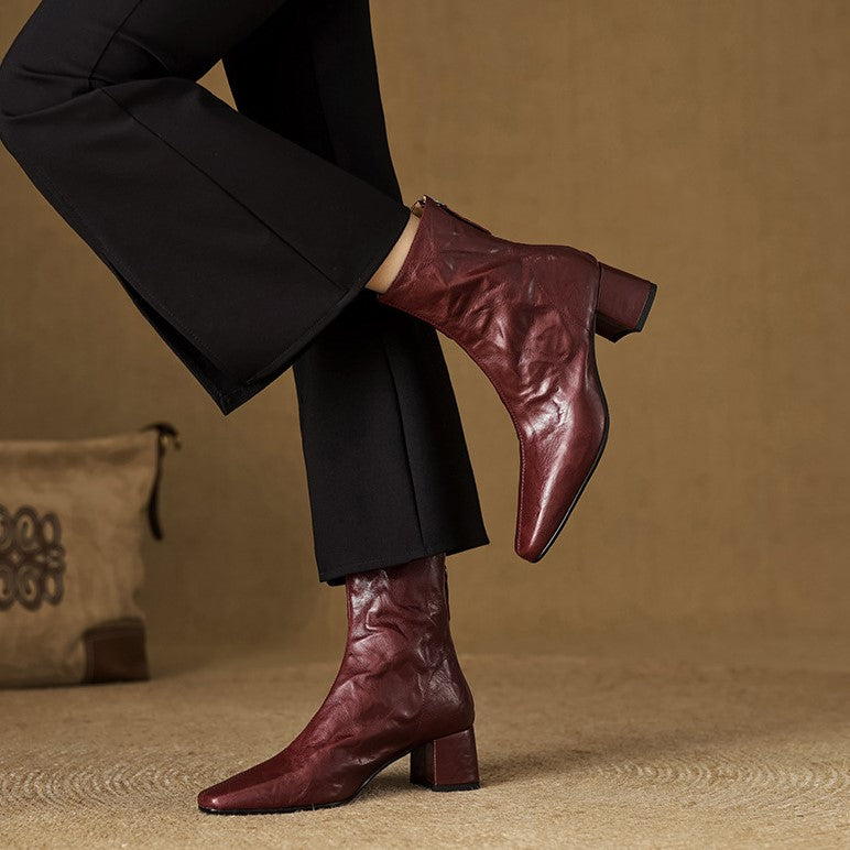 Marais Wrinkled Leather Ankle Boots