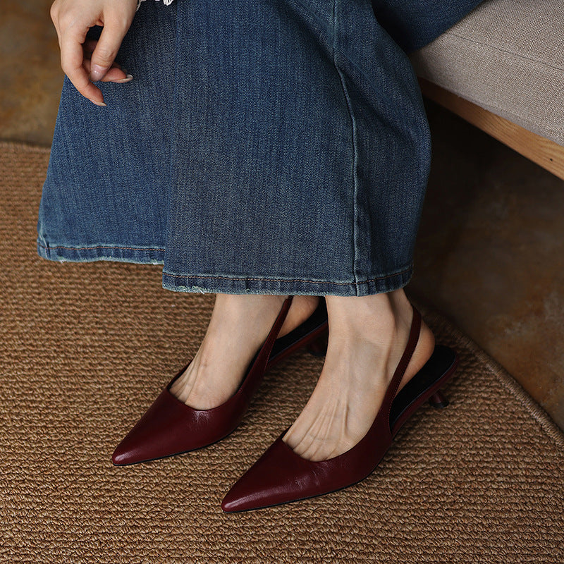 Lambskin insole of a slingback heel