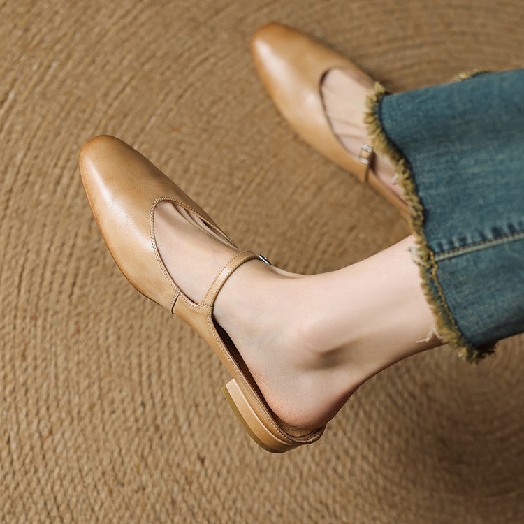 Clementine Mary-Jane leather mules, full pair view