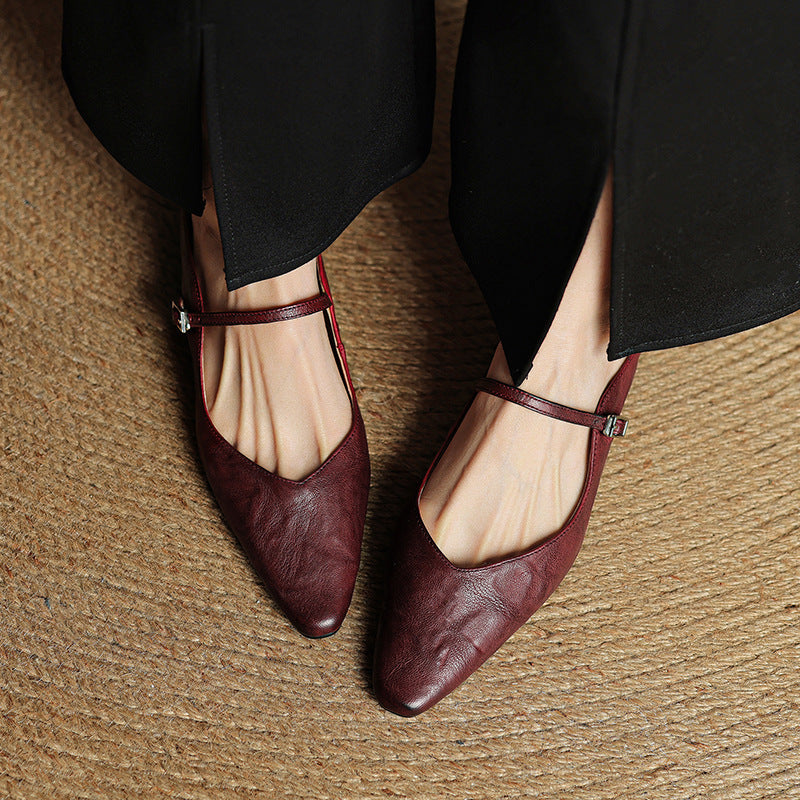 Rosalyn round-toe leather flat mules, all three colors