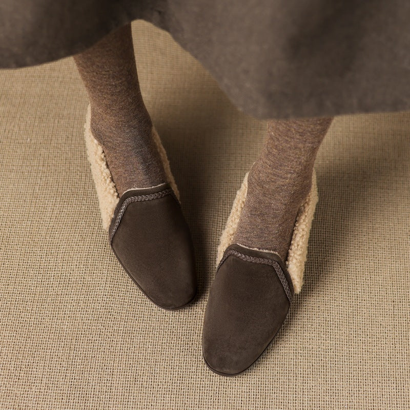 Onyx Black suede block heel, side view of 2-inch heel