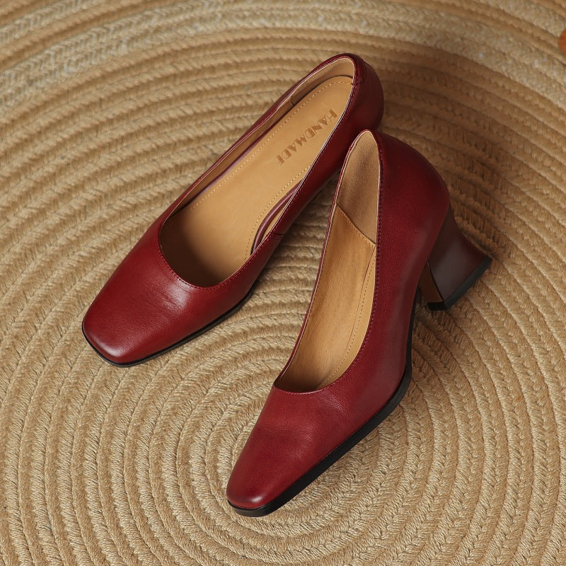 Espresso Brown Gail flare-heel pumps styled for city evenings