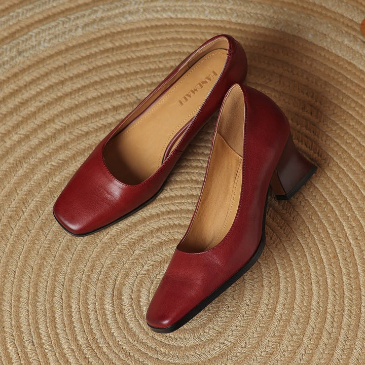 Espresso Brown Gail flare-heel pumps styled for city evenings