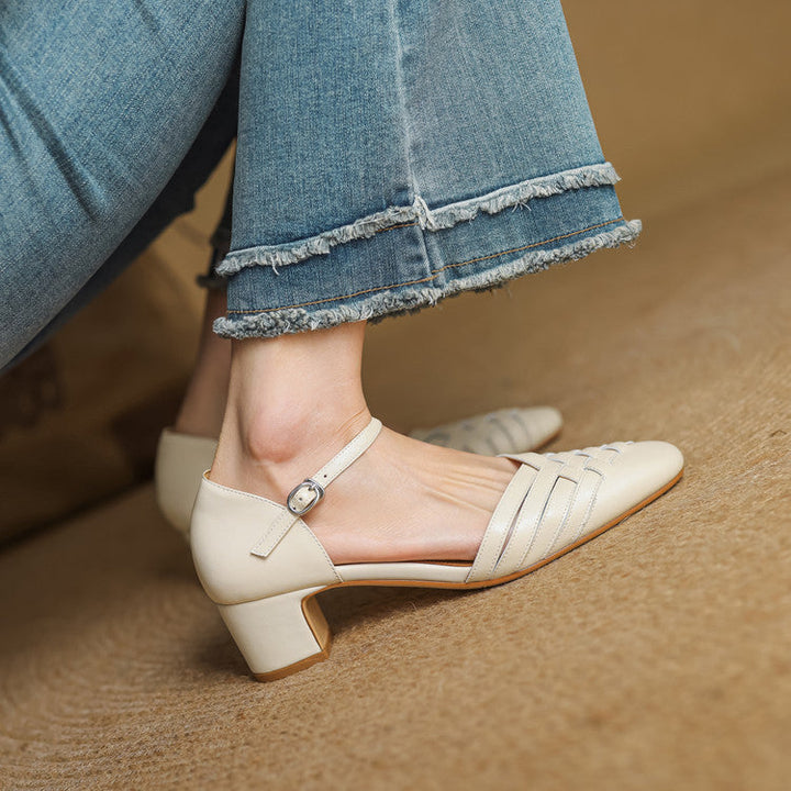 Celestine heels, detail of adjustable ankle strap