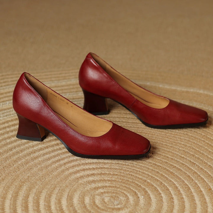 Midnight Black Gail pumps photographed from above
