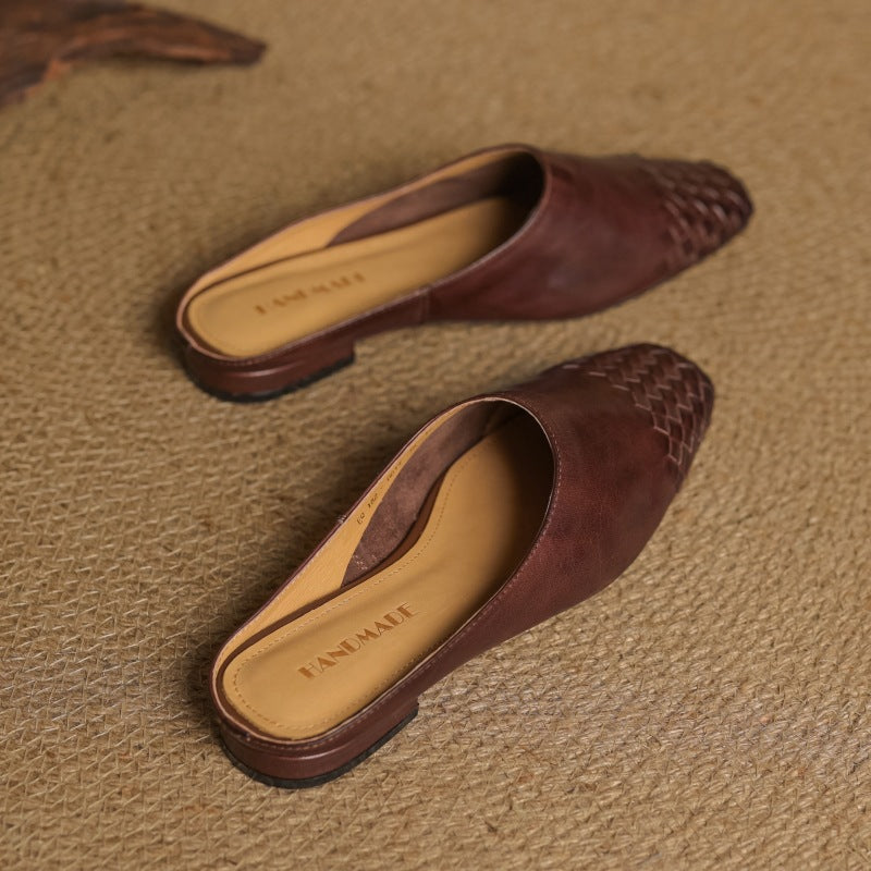 Meredith mules, detail of clean square toe