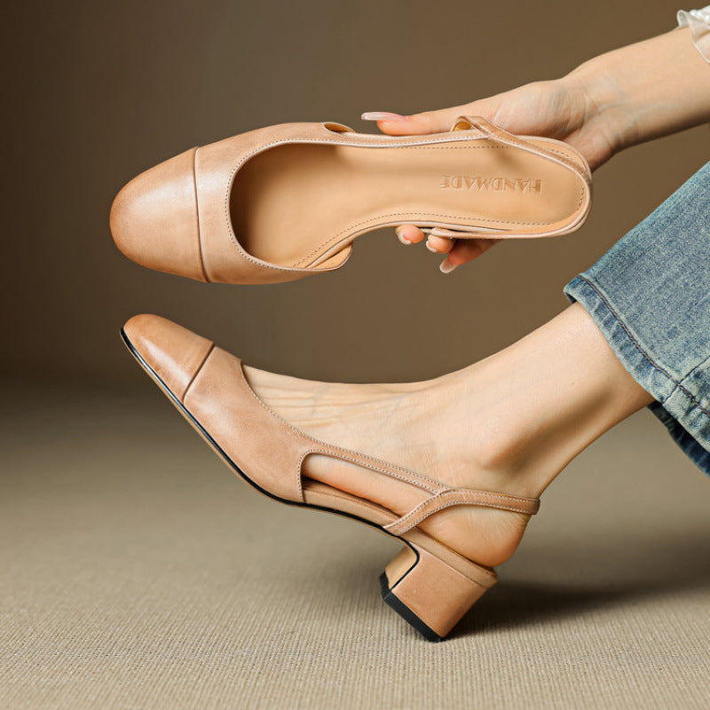 Harlow slingback heels, close-up of cap toe