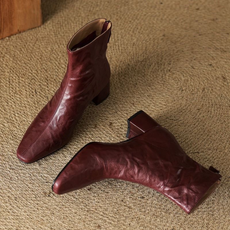 Marais Wrinkled Leather Ankle Boots