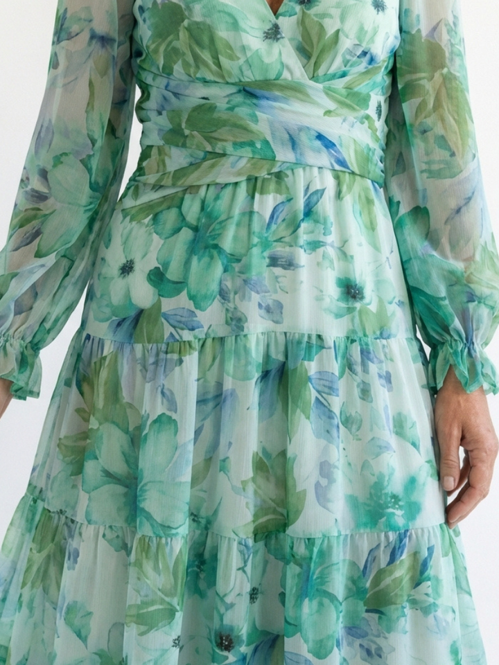 Althea | Floral Maxi Dress with Long Sleeves