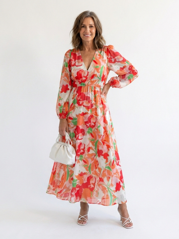Althea | Floral Maxi Dress with Long Sleeves