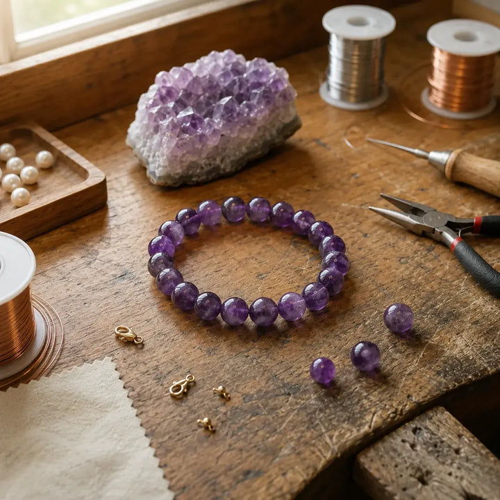 Amethyst healing bracelet gift-ready for daughter, sister or loved one