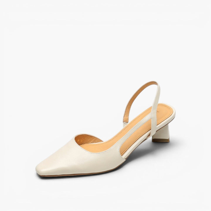 Cushioned insole of a leather slingback pump