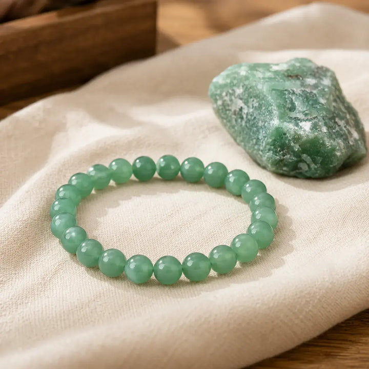 Green aventurine bracelet stacked as a complete healing crystal set