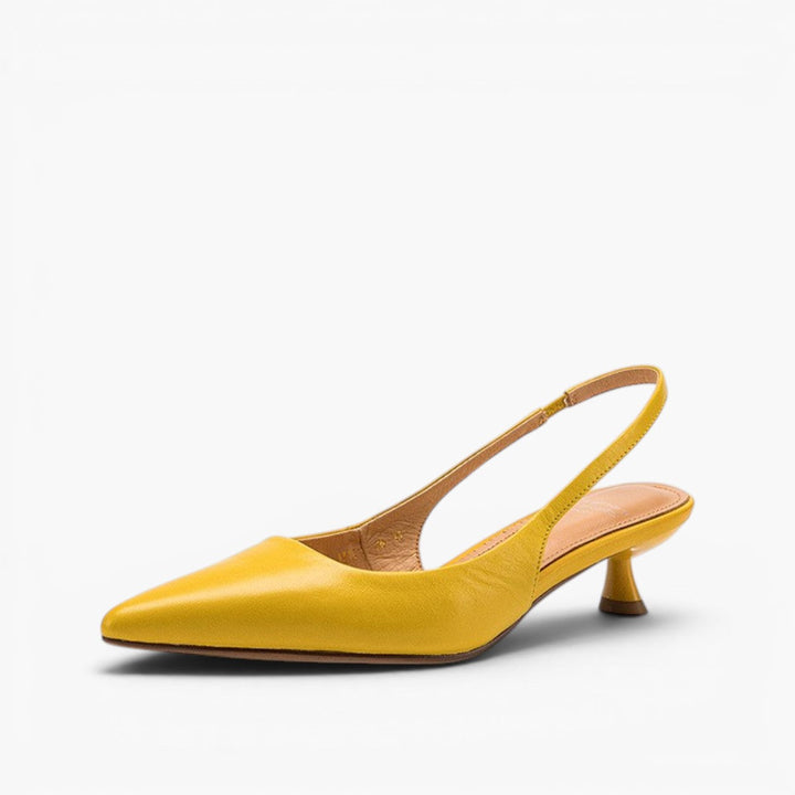 Women's lambskin leather slingback heels, side profile